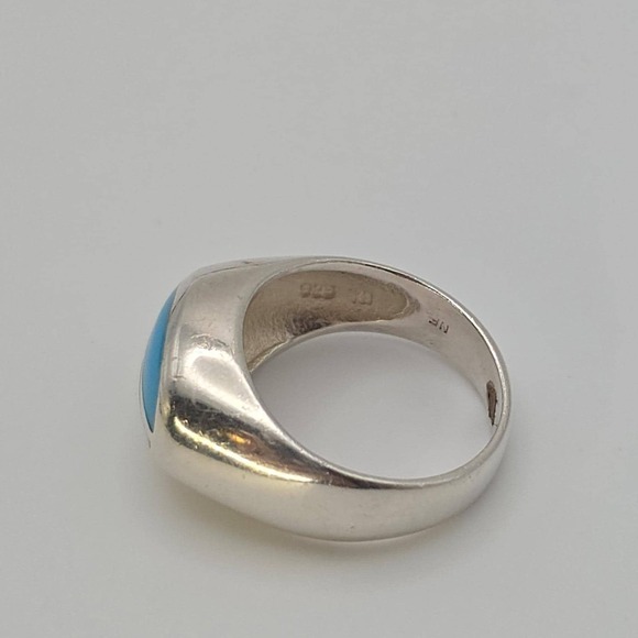 Vintage NF Thailand Ring Turquoise Howlite Inlaid 925 Sterling Silver Size 7 - Picture 10 of 15